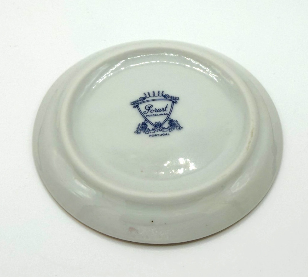 Porart Portugal VTG Porcelain Pin Dish Imari Style Rust Blue Gold Bird 3.75”