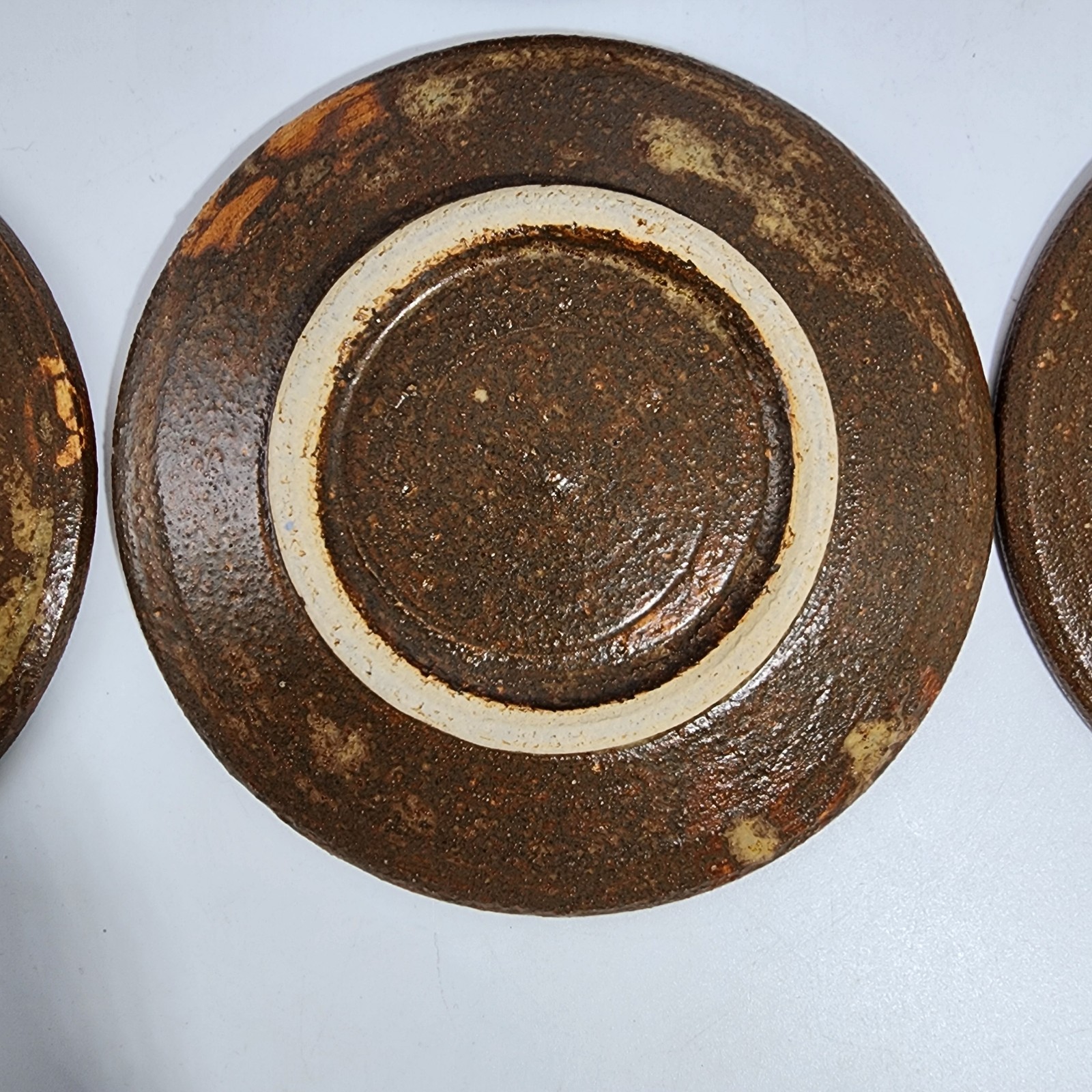 4 Vintage Japan Bizen Ware Pottery Tea Cups Saucers