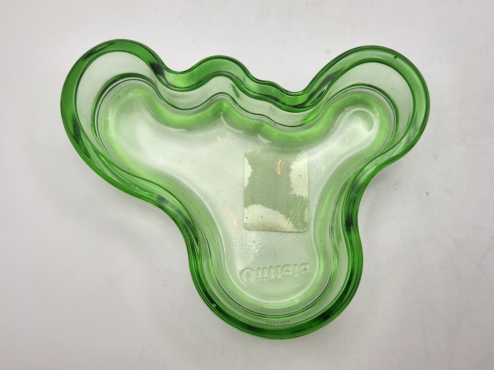 IITTALA Alvar Aalto Apple Green Glass 98mm Dish Bowl Asymmetrical Sticker