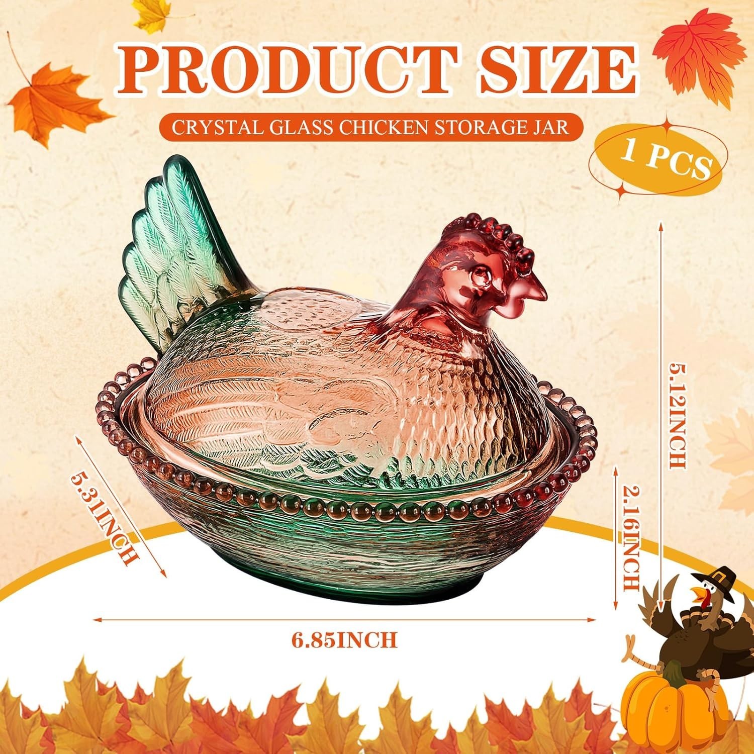 Vintage Style Glass Hen on Nest Candy Dish with Lid Crystal Pedestal Bowl Decor