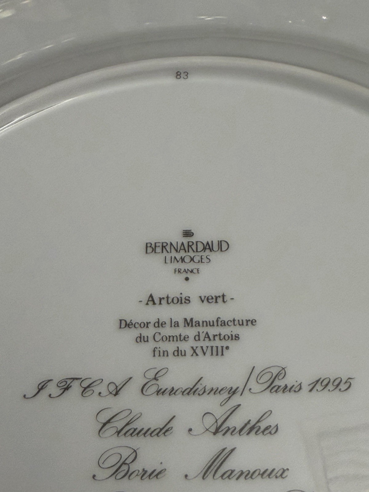 Rare Bernardaud Limoges Artois Vert Chronological Plate Set 1993-1995 Boxed Moet