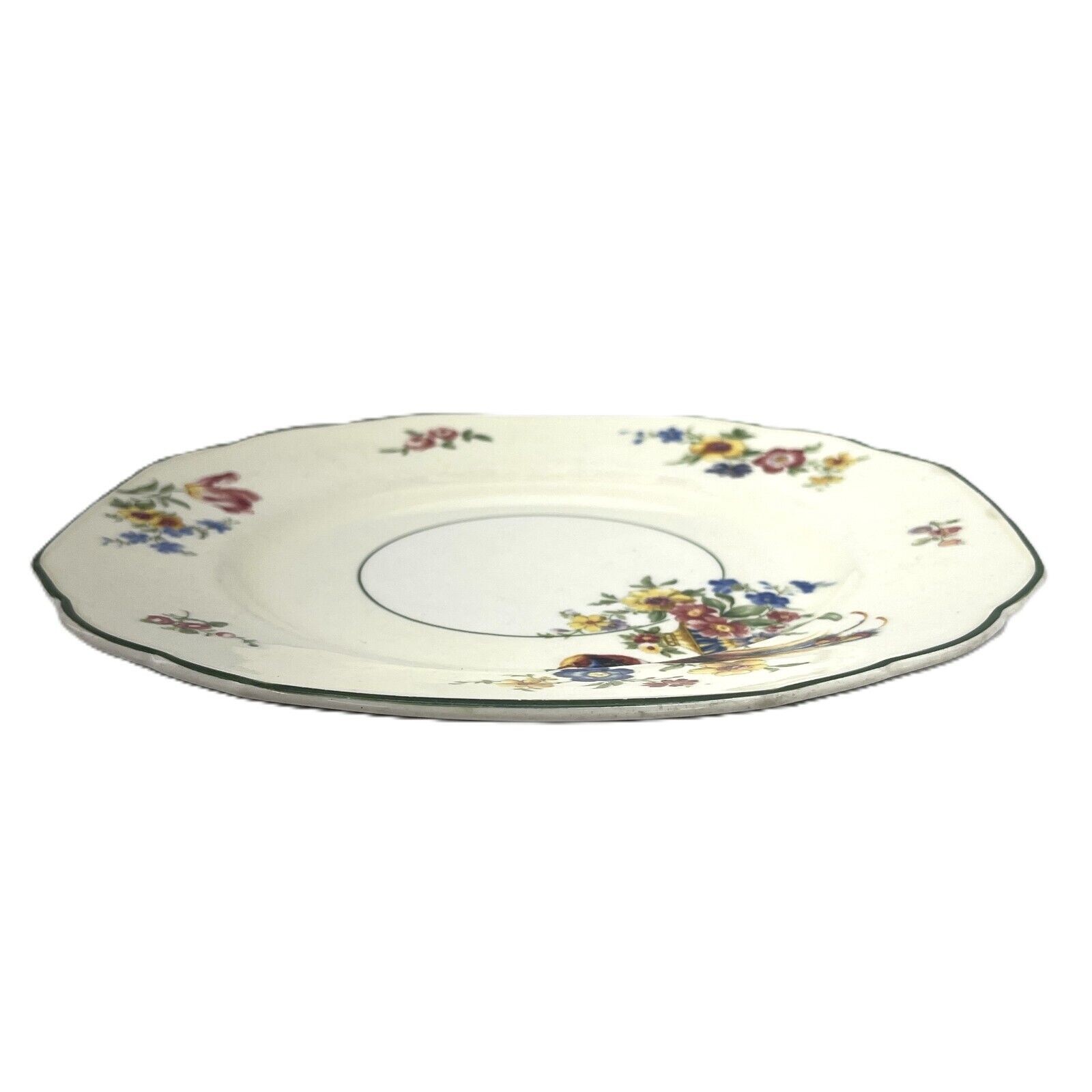 The Welbeck Plate By WH Grindley & Co Windsor Ivory Floral Bird Green Trim 9.5″