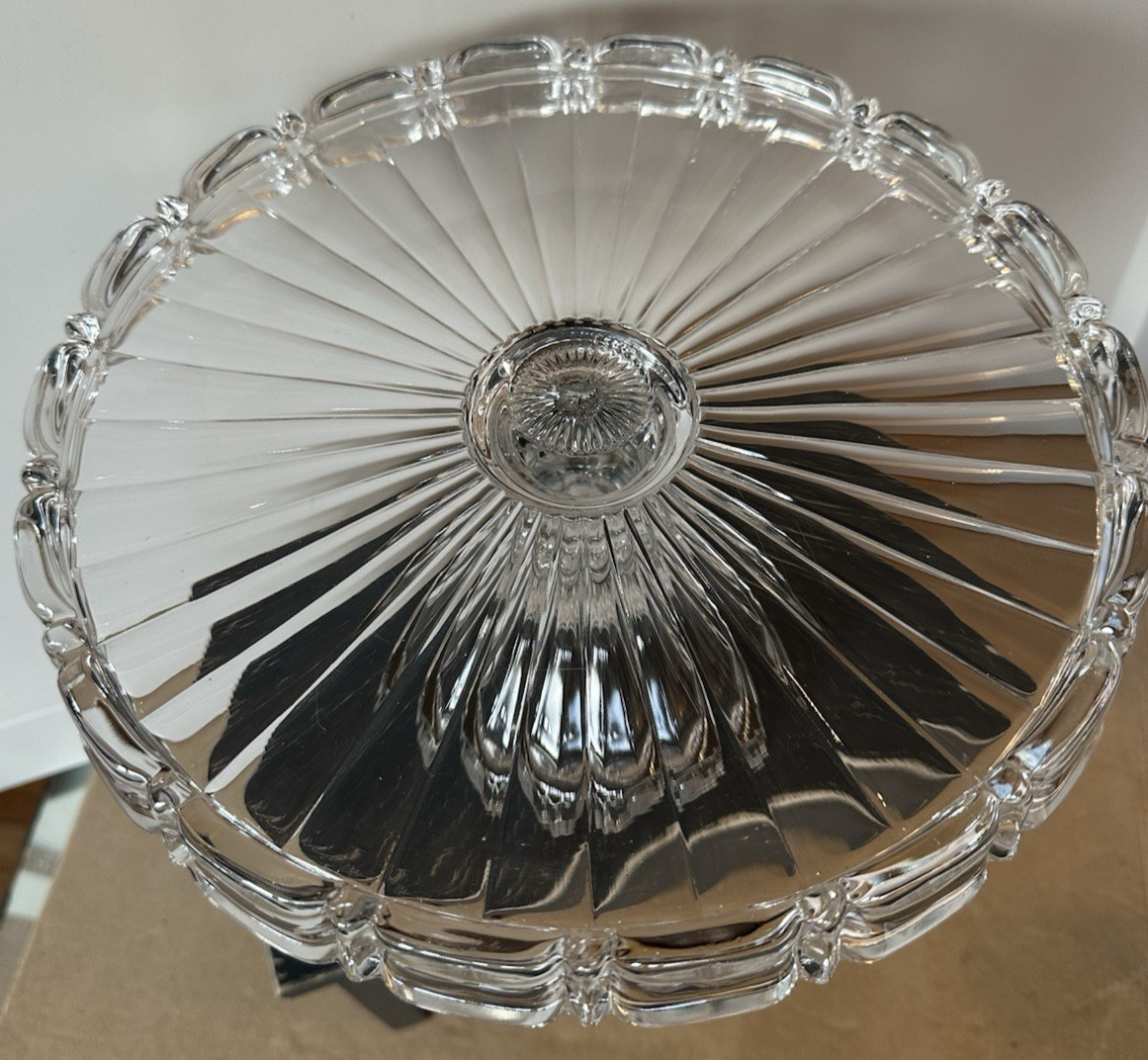 Coin Glass Cake stand #1372 Fostoria Glass Company circa 1958-1982.
