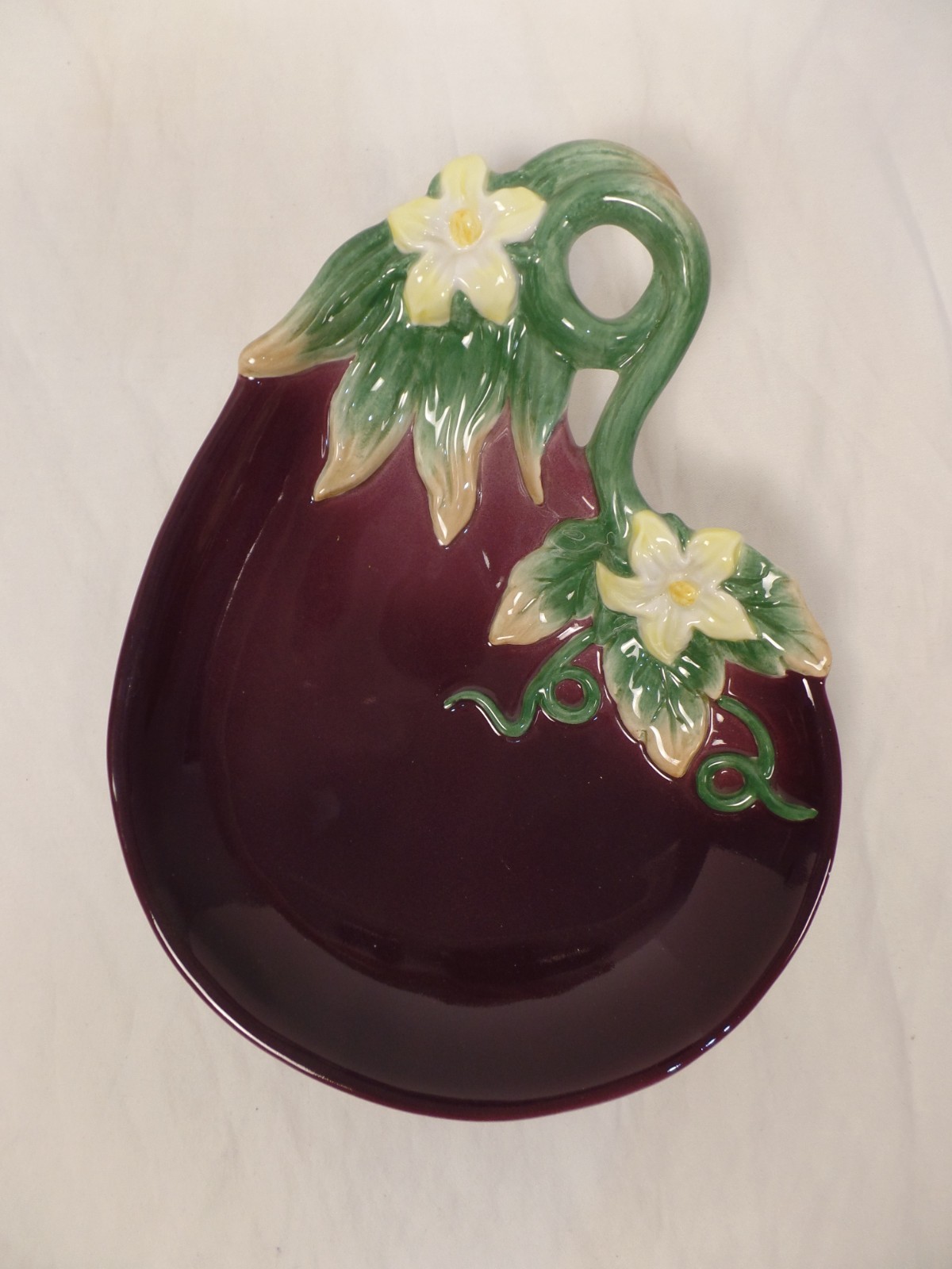 Fitz & Floyd Gardening Gourmet Eggplant Plate Canapé Appetizer Purple 9”