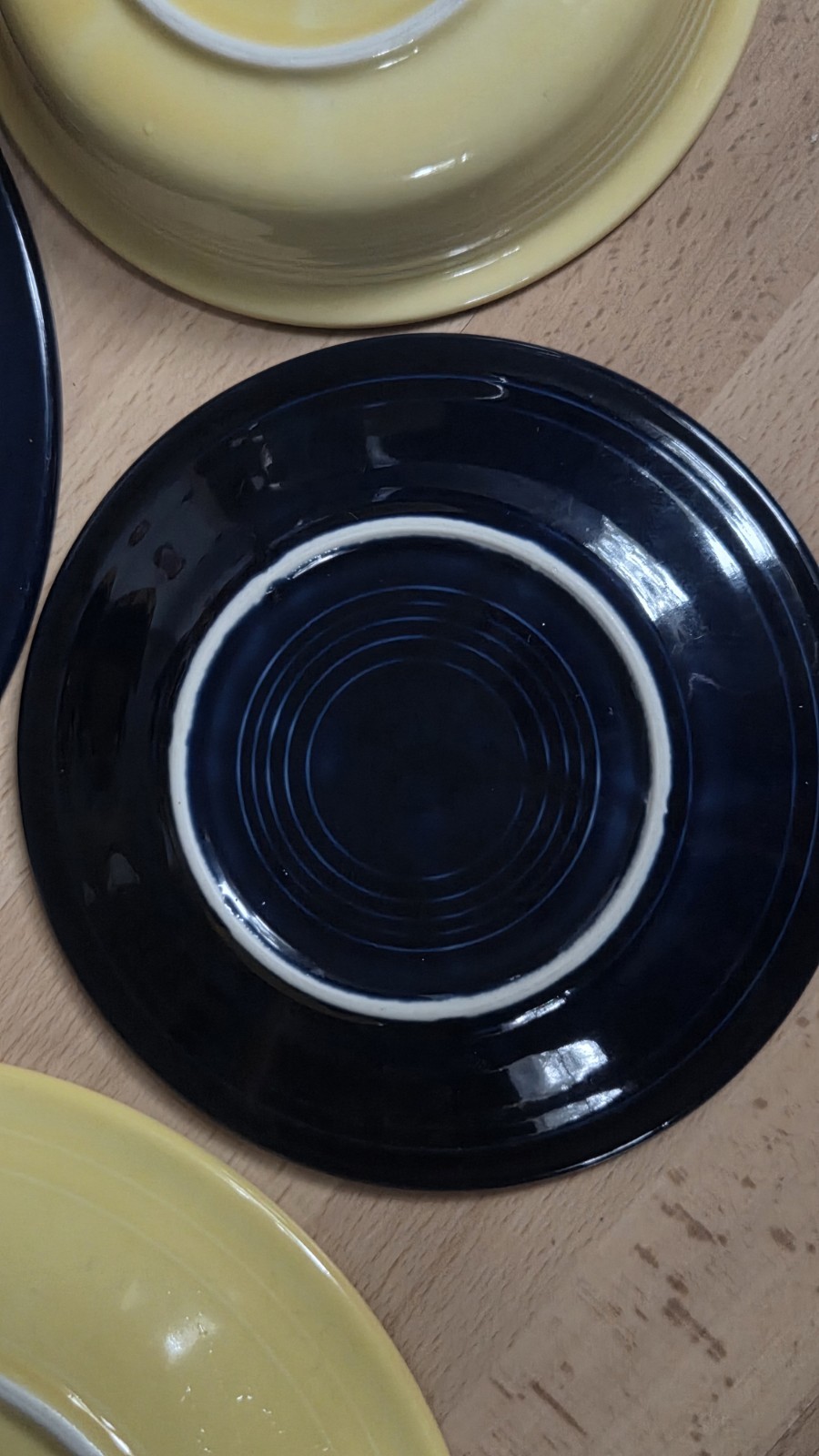 Fiesta Fiestaware 5 Ceramic Dinner Plates, Bowls & Saucer Yellow & Cobalt Blue