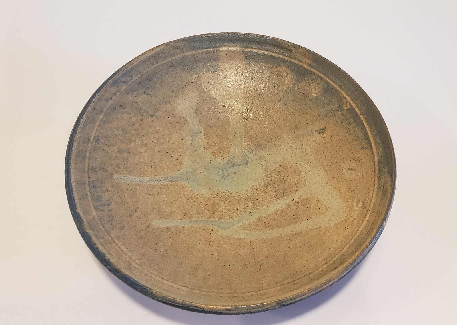 Pottery Plate Natural Blue Grey Brown Tones Has A Rough Texture Western Style