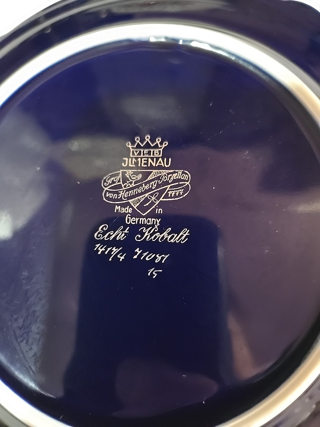 Vintage German JLMENAU Graf Von Henneberg Echt Kobalt 7 1/2″ Bread Plate Serving