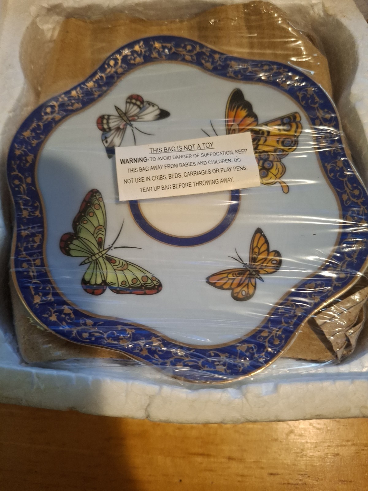 Butterfly Porcelain Demitass Teacups And Saucers With Colorful Butterfly Motifs