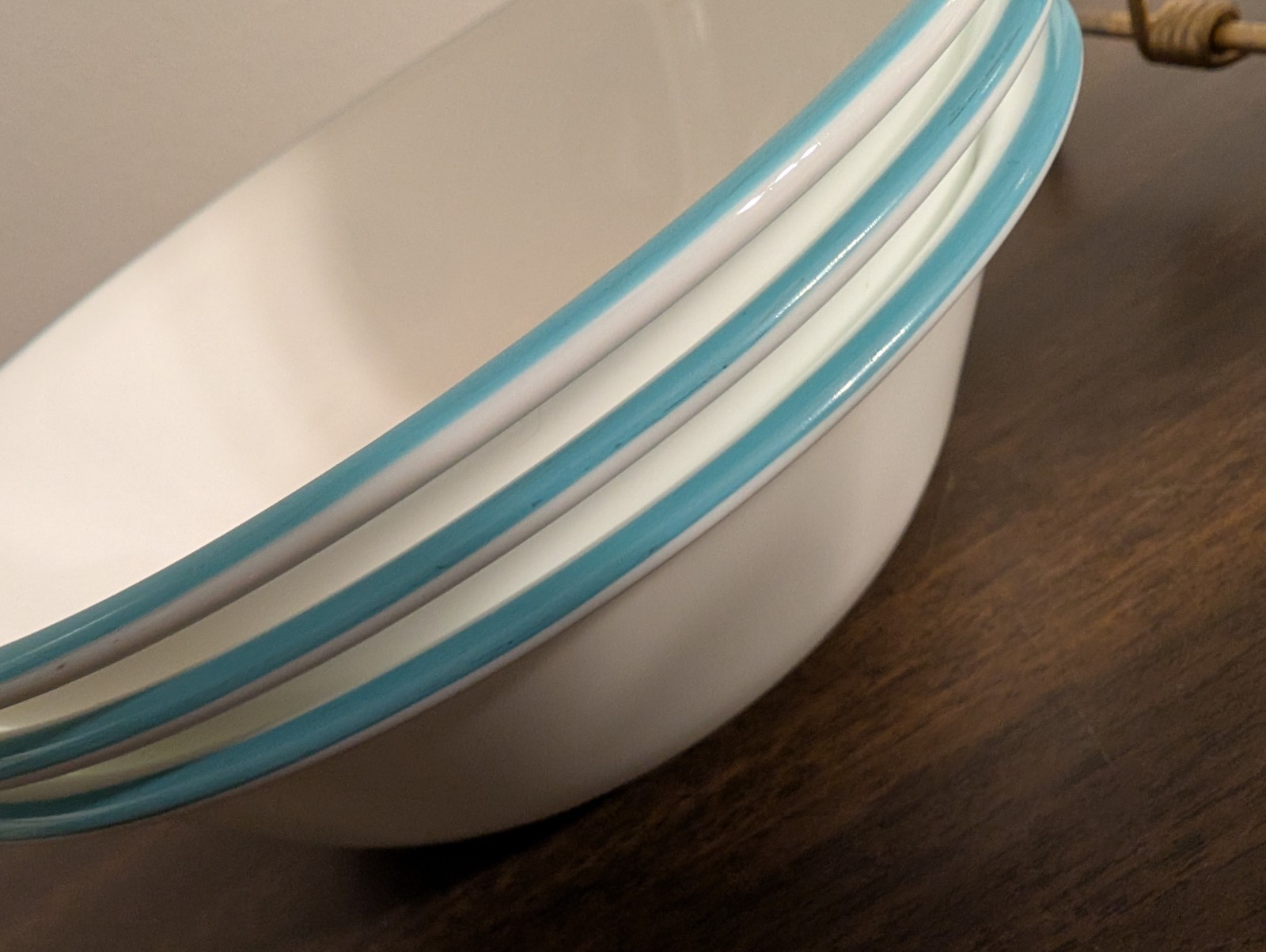 Corelle Teal Edged 6.25 In Cereal Bowls. Set Of 4