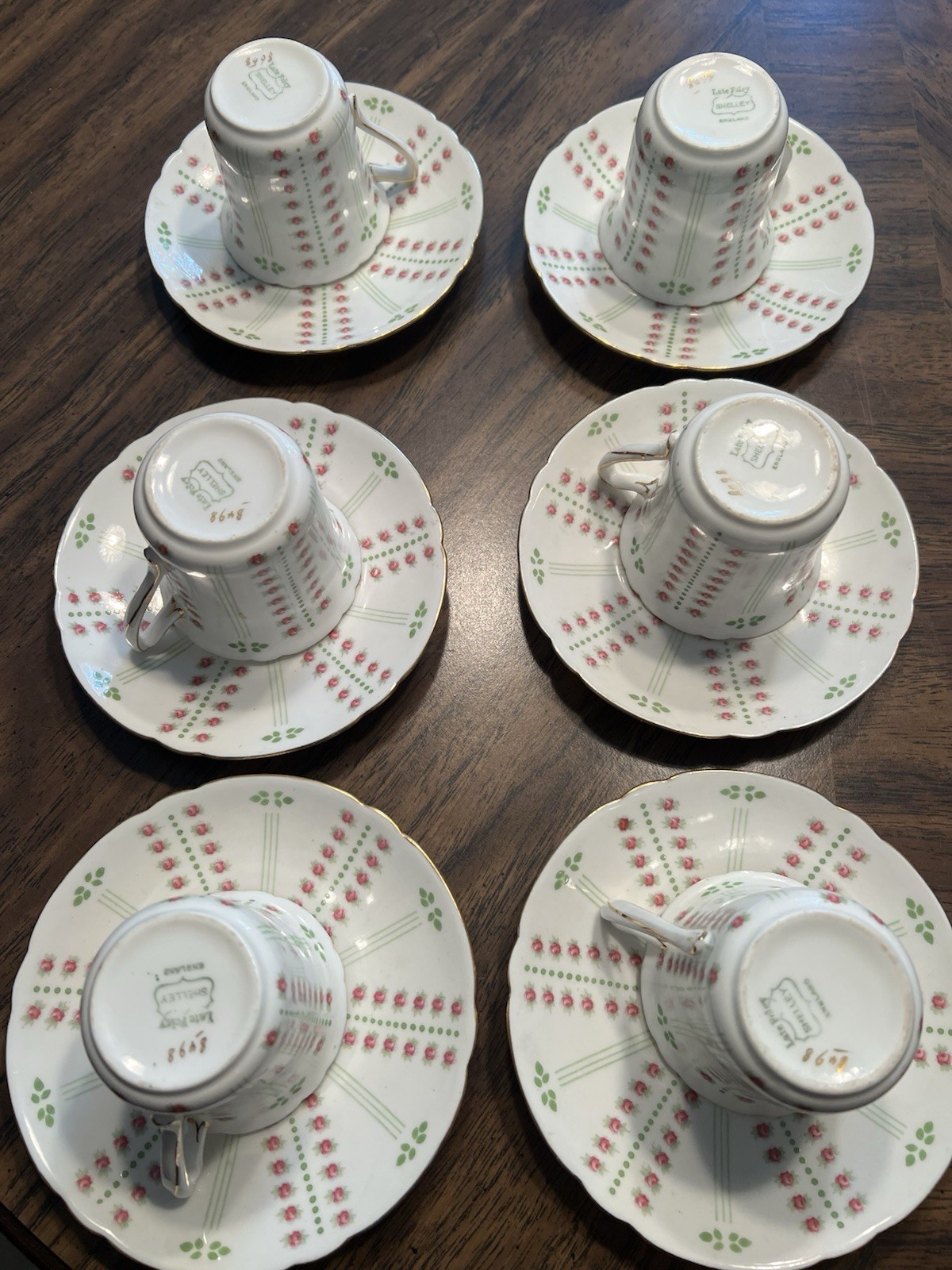 Antique Shelley Late Foley Tea Cup Saucer Plate Trio Pattern 8498 Linear Rose