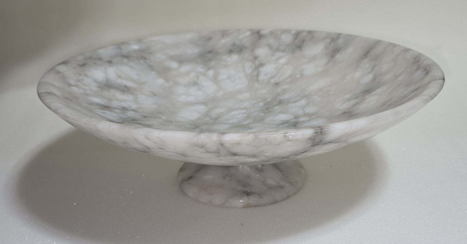 Vintage 12″Diameter ALABASTER MARBLE Compote Centerpiece Bowl ITALY