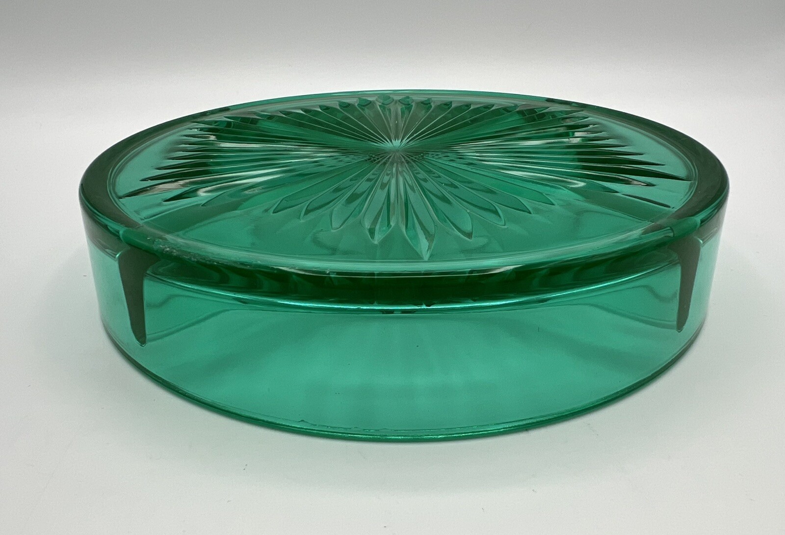 Uranium Glass Emerald Green Divided Relish Nut Dish Metal Silver Basket 8” VNTG