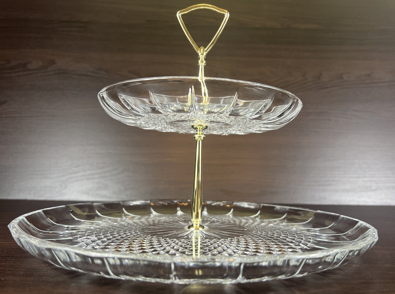 Beautiful Cristal D’Arques France Longchamp Crystal Two Tiered Server With Box