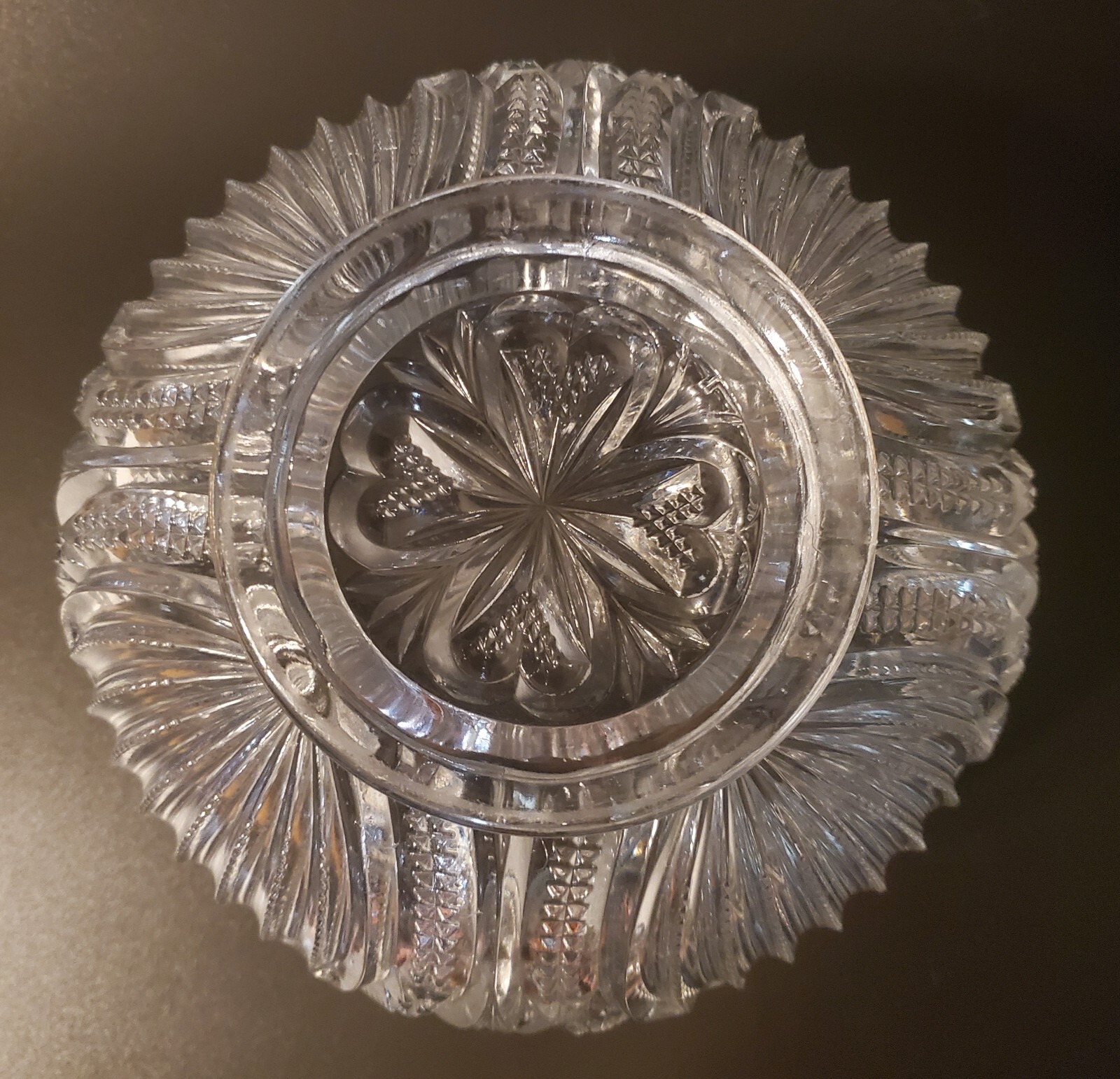 1899 Bryce Higbee Admiral Ribbed Ellipse Large Clear Rose Bowl Vtg Antique Rare