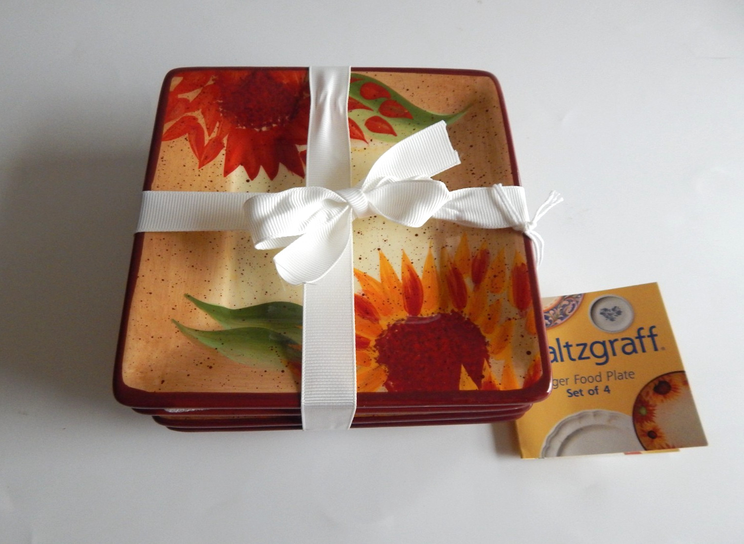 PFALTZGRAFF EVENING SUN 5 1/4″ SQUARE FINGER FOOD PLATES SET OF 4 NEW W/TAG