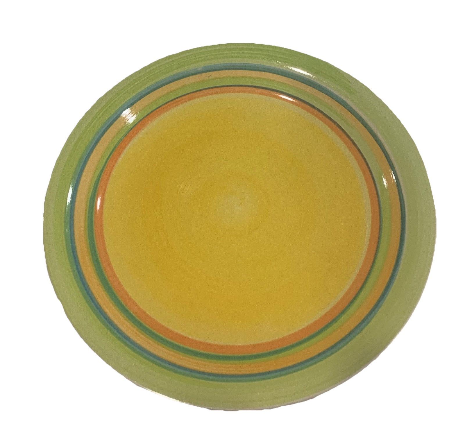 1 Royal Norfolk Green, Blue, Orange Bands,Yellow Center Dinner Plate