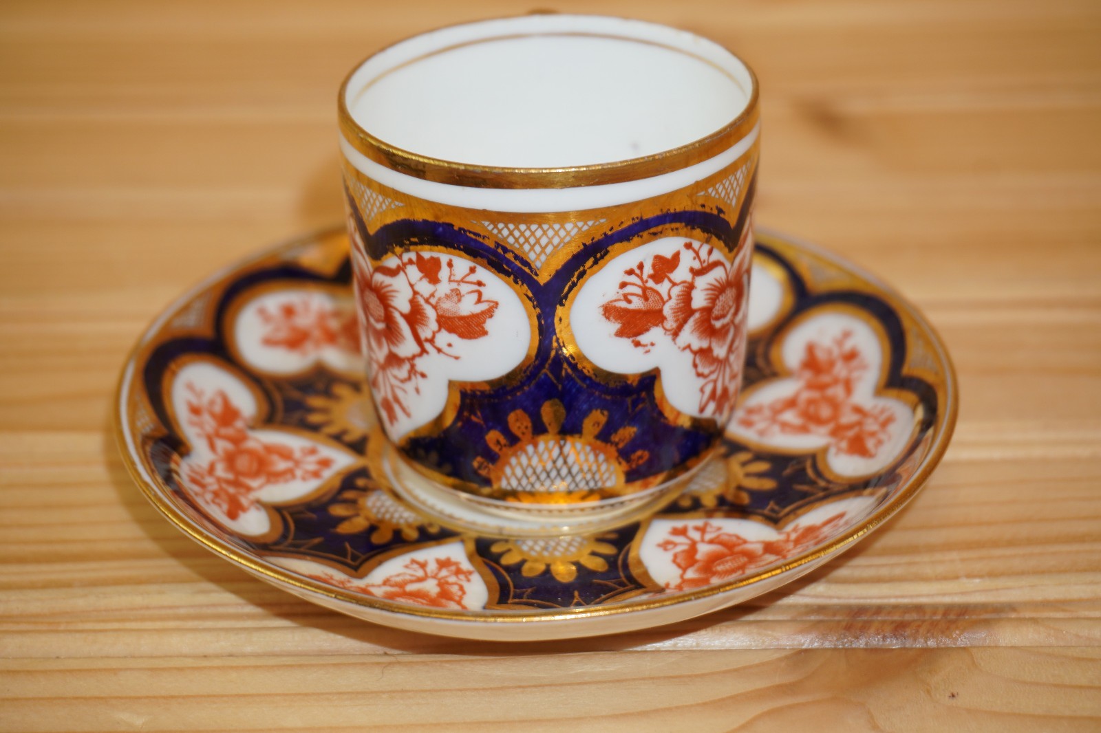 Wileman (Shelley) 3464 (Foley) Gold Rust Blue Demitasse Cup & Saucer SET (B2)