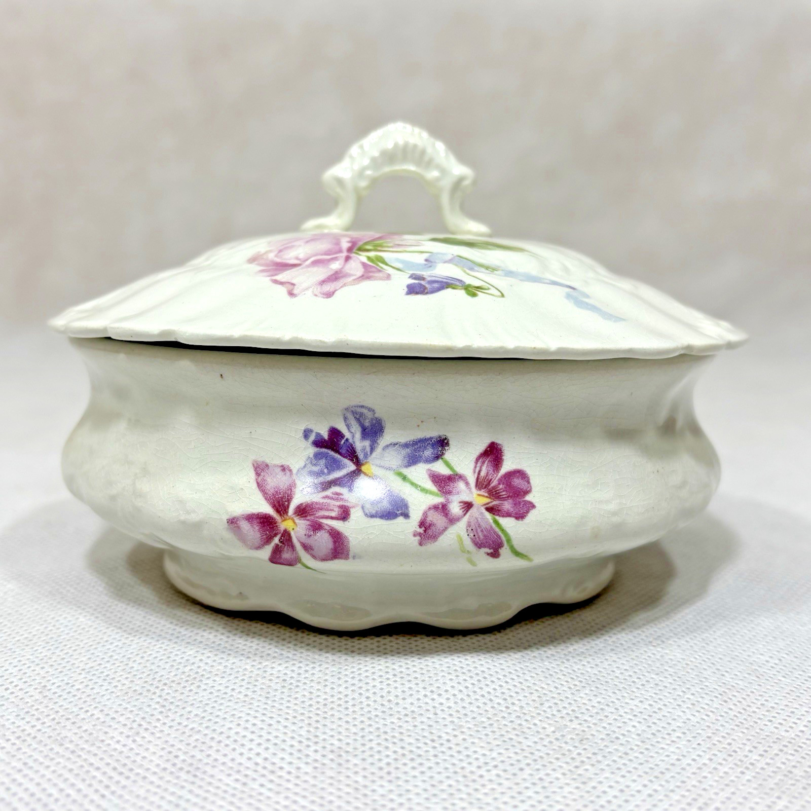 Vintage Ceramic Floral Covered Dish