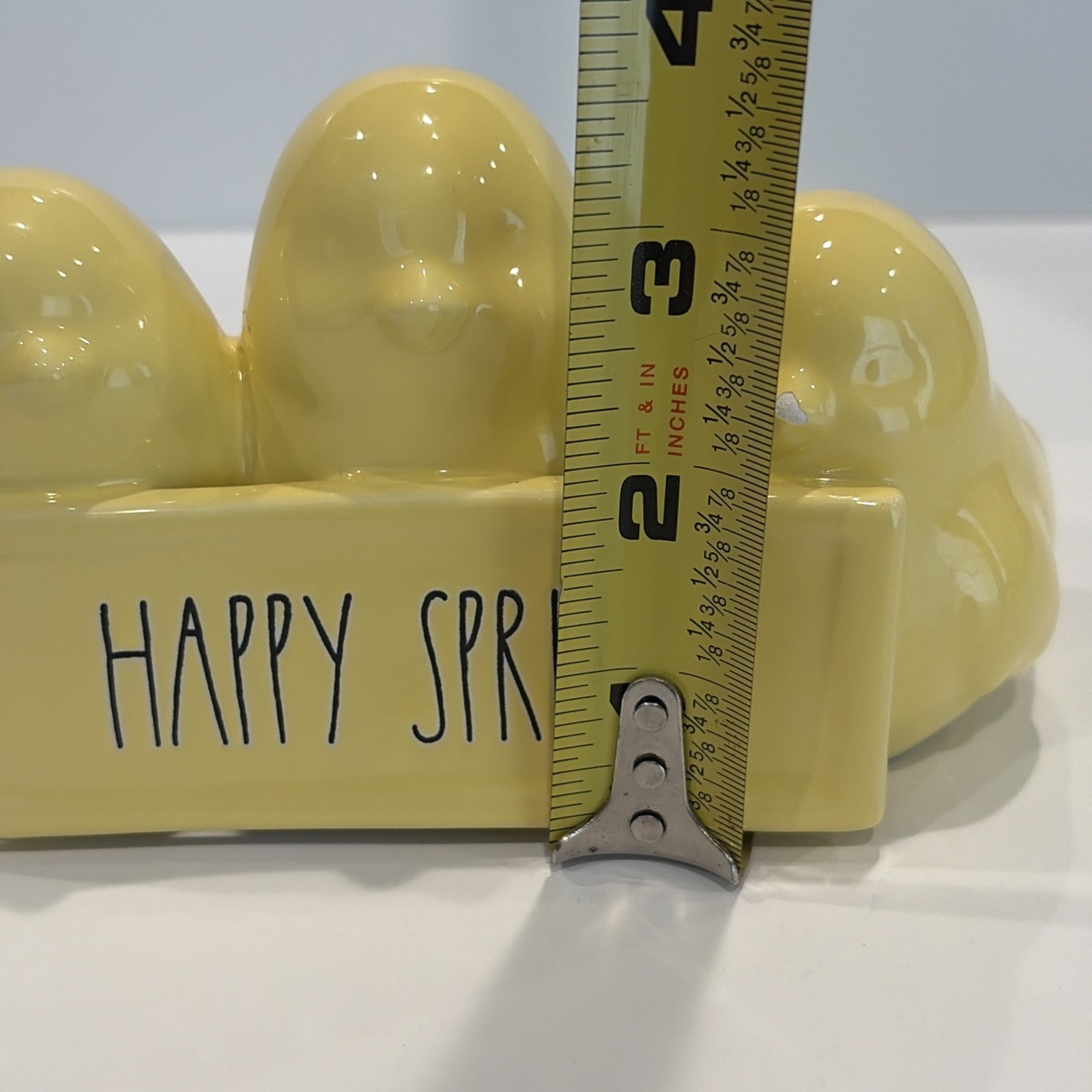 Rae Dunn HAPPY SPRING Yellow Ceramic Chick Egg Holder CHIPPED Easter Decor