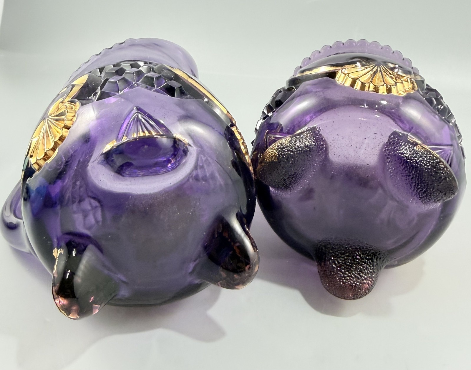 EAPG Riverside Amethyst Glass Croesus Butter Dish Creamer Sugar Bowl Set of 4