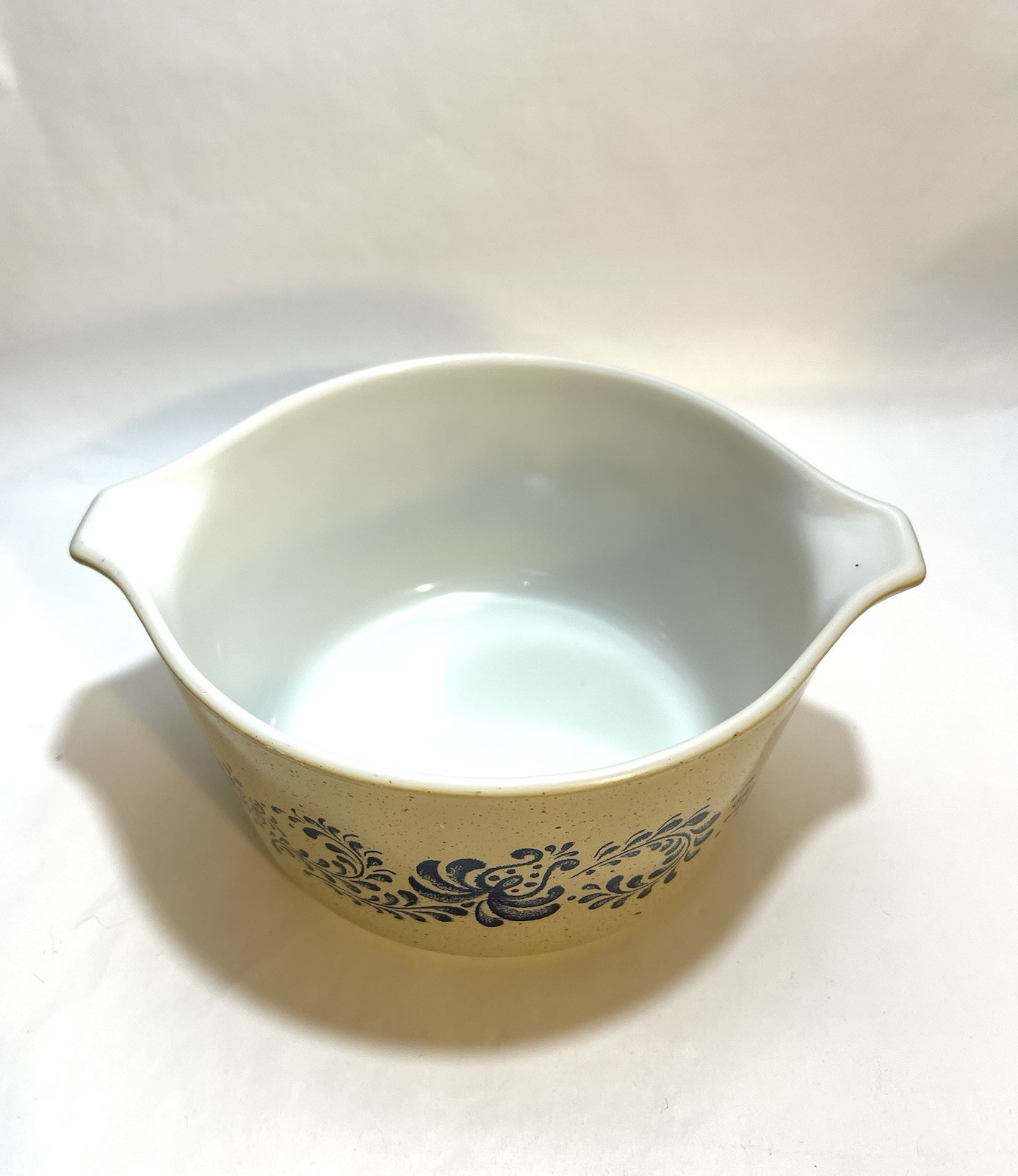 🌿Pyrex Blue & Tan HOMESTEAD 1qt Round Casserole Dish 473 No Lid