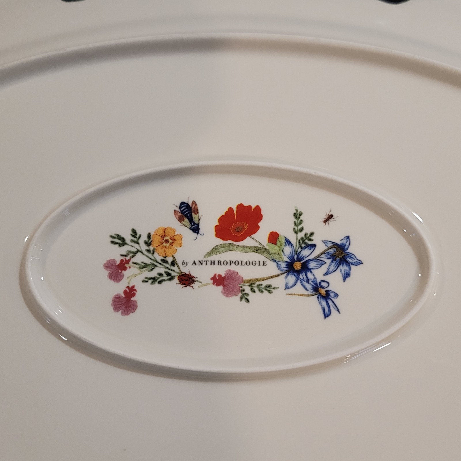 Anthropologie Eden Stoneware Platter – Floral and Insects – Ants, Firefly, Bee..