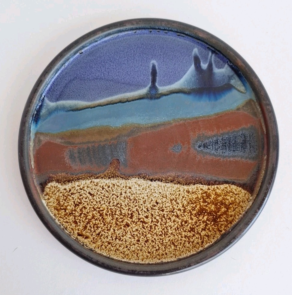 Doug Adams “The Wave” Salad Plates 8.25″ Signed Studio Art Pottery Set Of 4