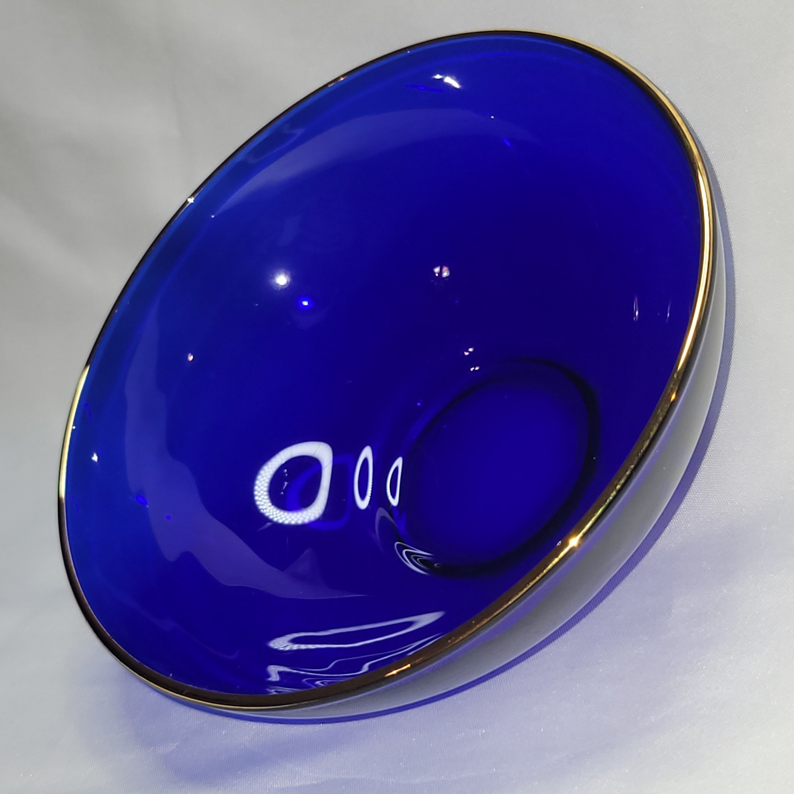 Medici Cobalt Blue mouth Blown Bowls Gold Rim 5.5″ 24k gold rim Lot of 5
