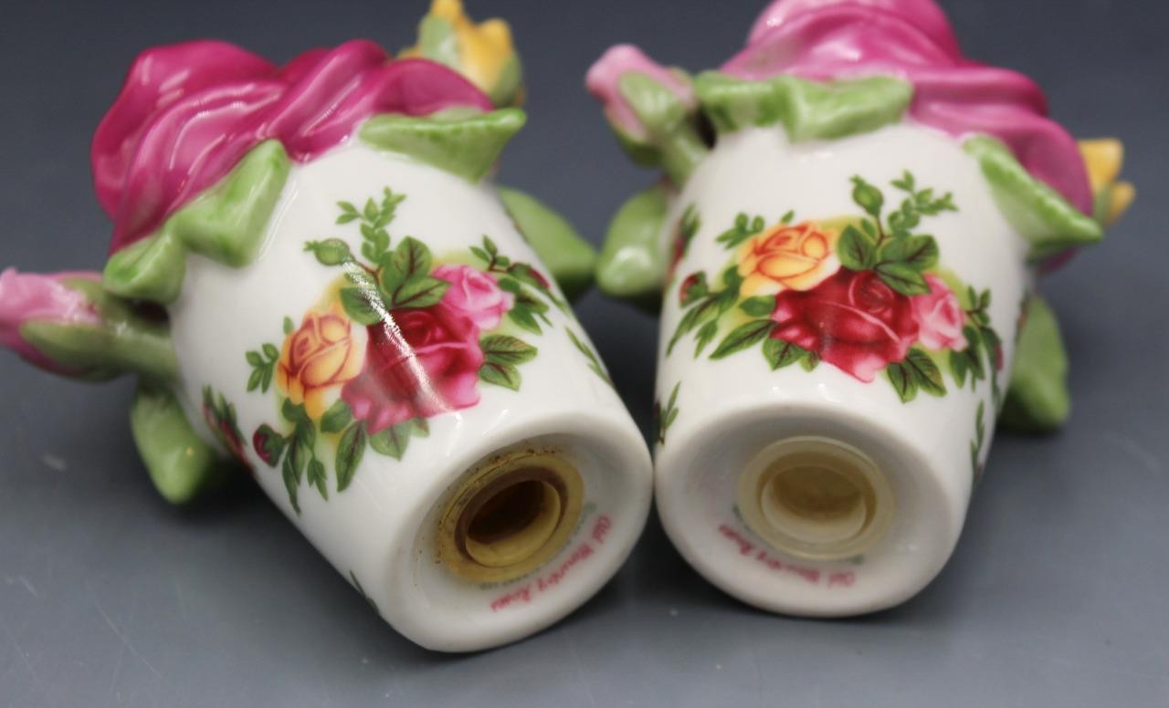 Royal Albert Old Country Roses Porcelain Sculpted Salt & Pepper Shakers
