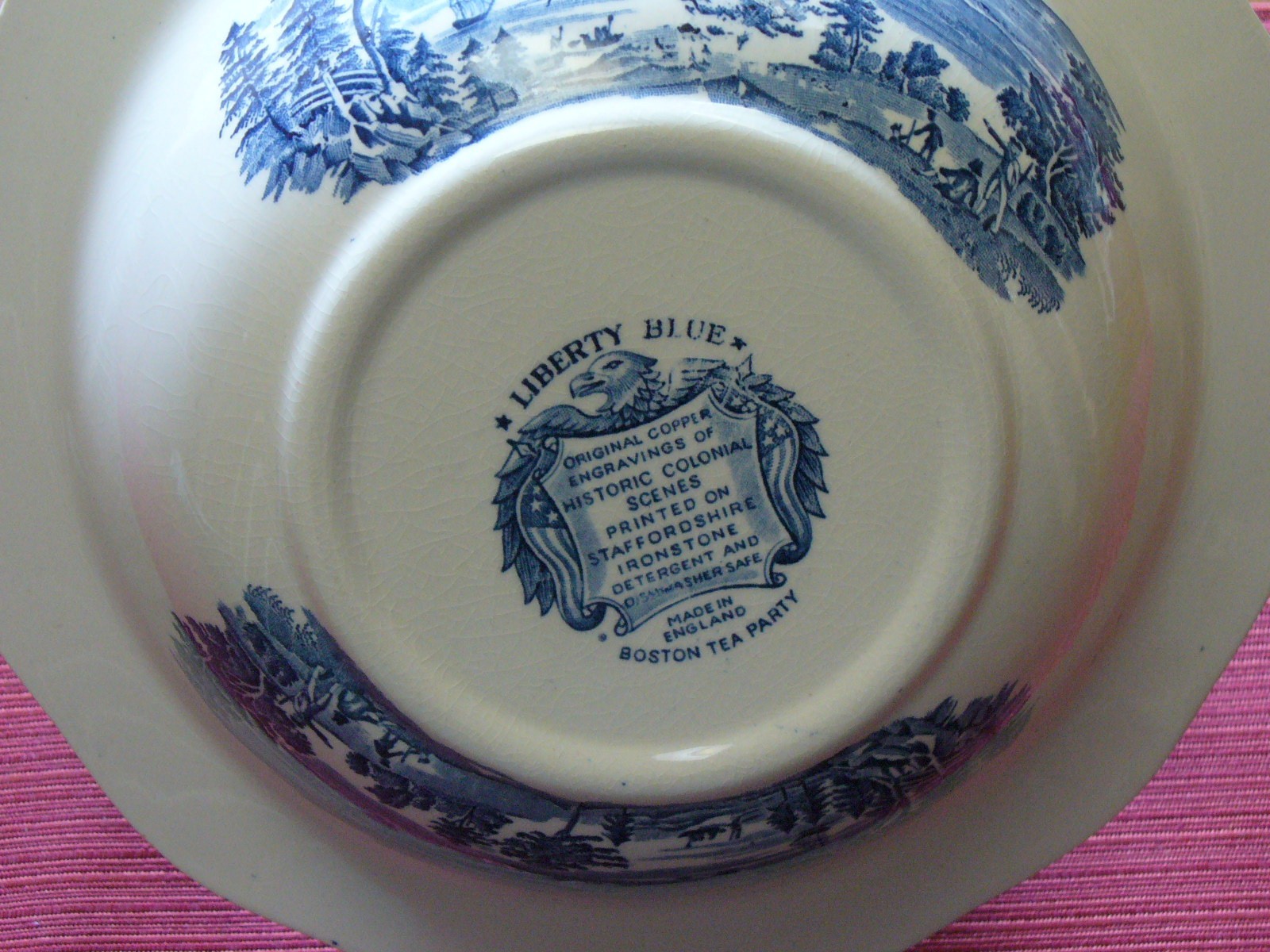 LIBERTY BLUE Staffordshire Covered Vegetable Bowl “Boston Tea Party”