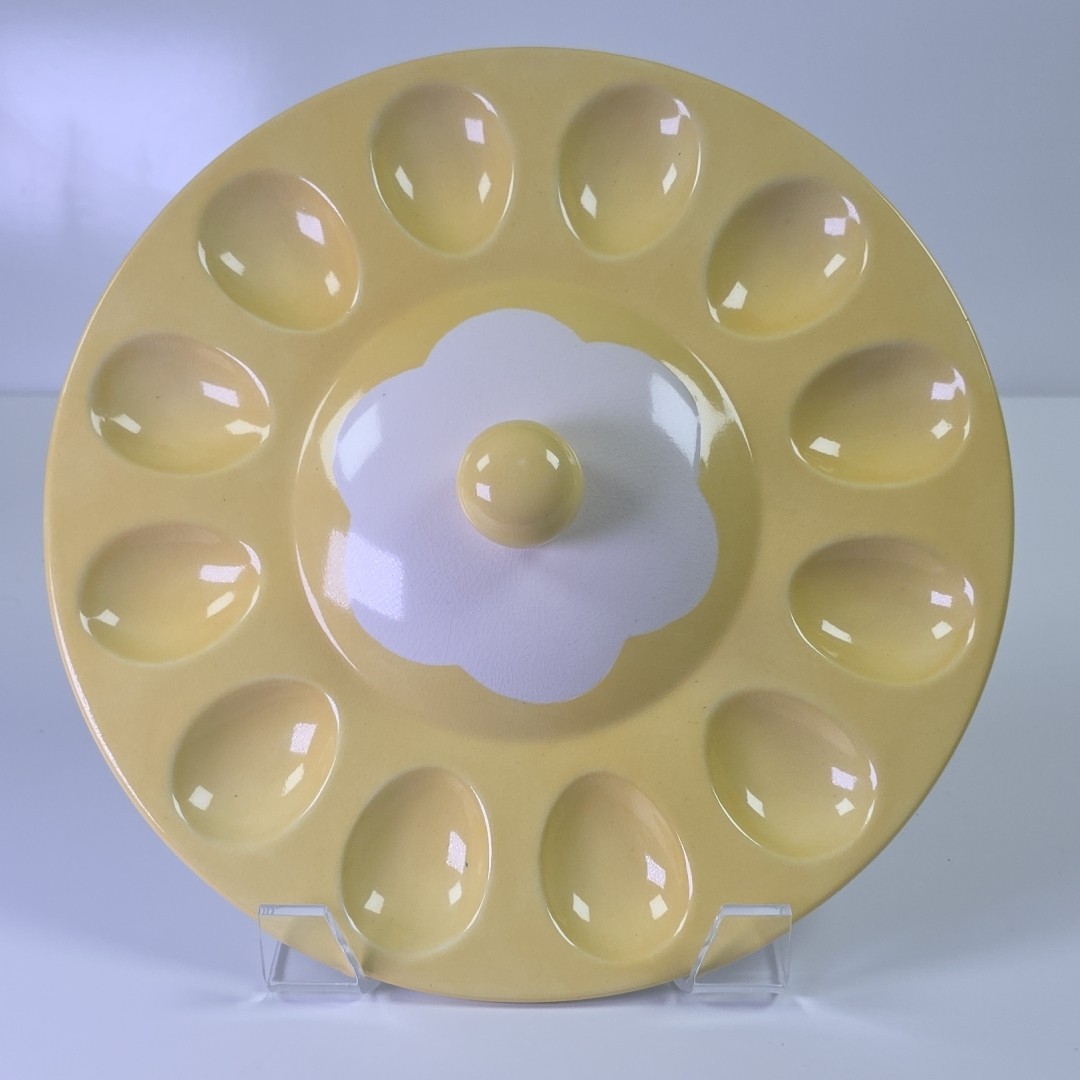 Hallmark Deviled Egg Platter Holds 12 Eggs • Yellow White Daisy Easter