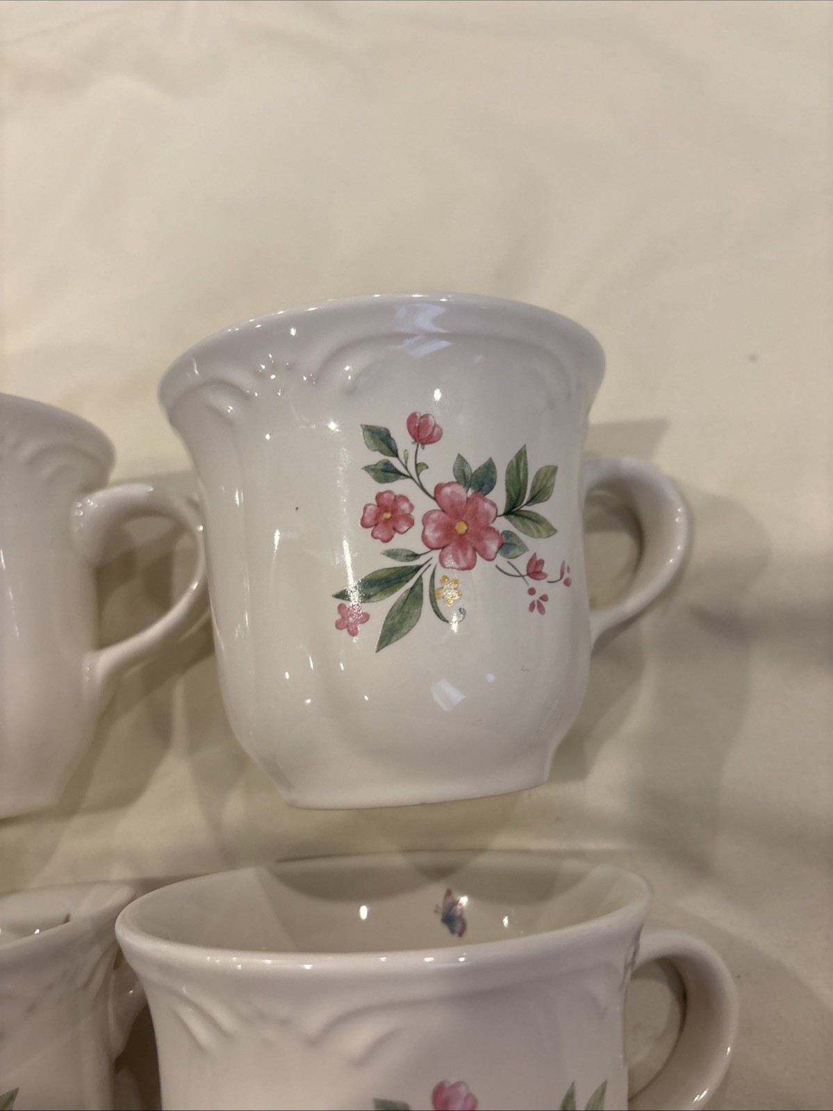 4 Pfaltzgraff Meadow Lane Coffee Mug Tea Cup 3.5”H 3.5”D USA 1992-2007