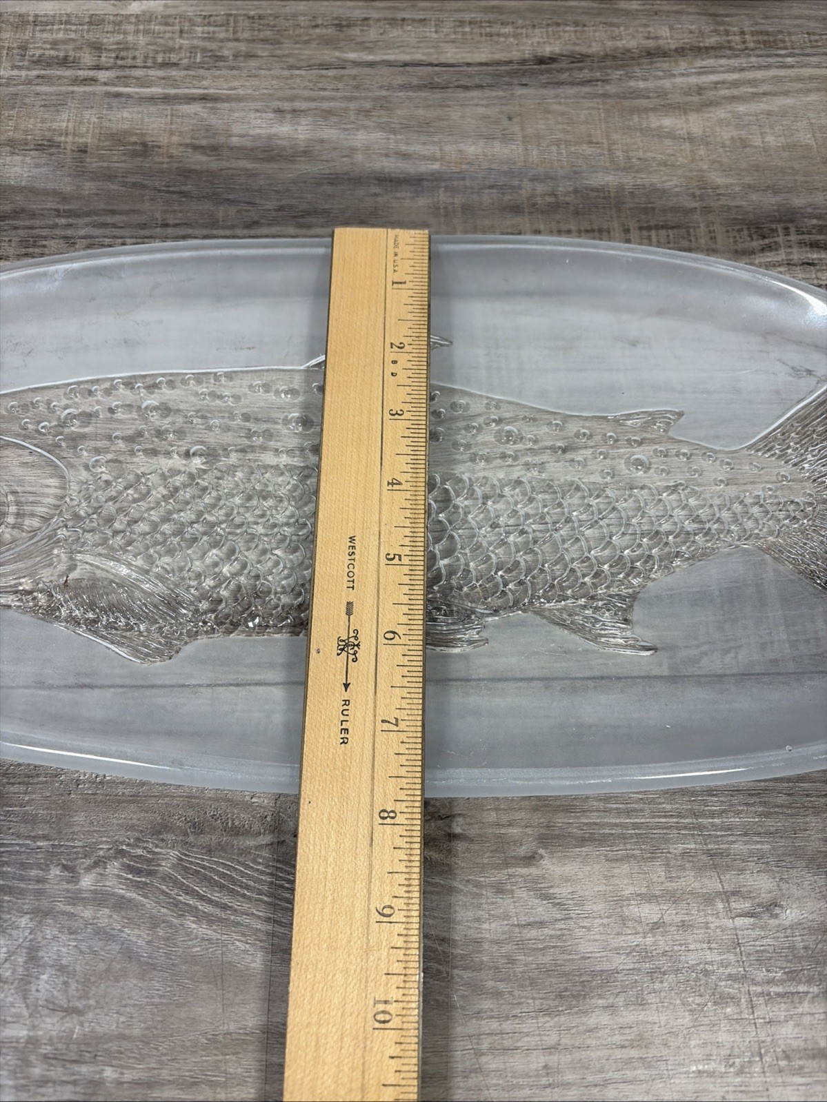 Kosta Boda Glass Sweden Salmon Fish Party Platter Scandinavian 19″ x 8″ Heavy