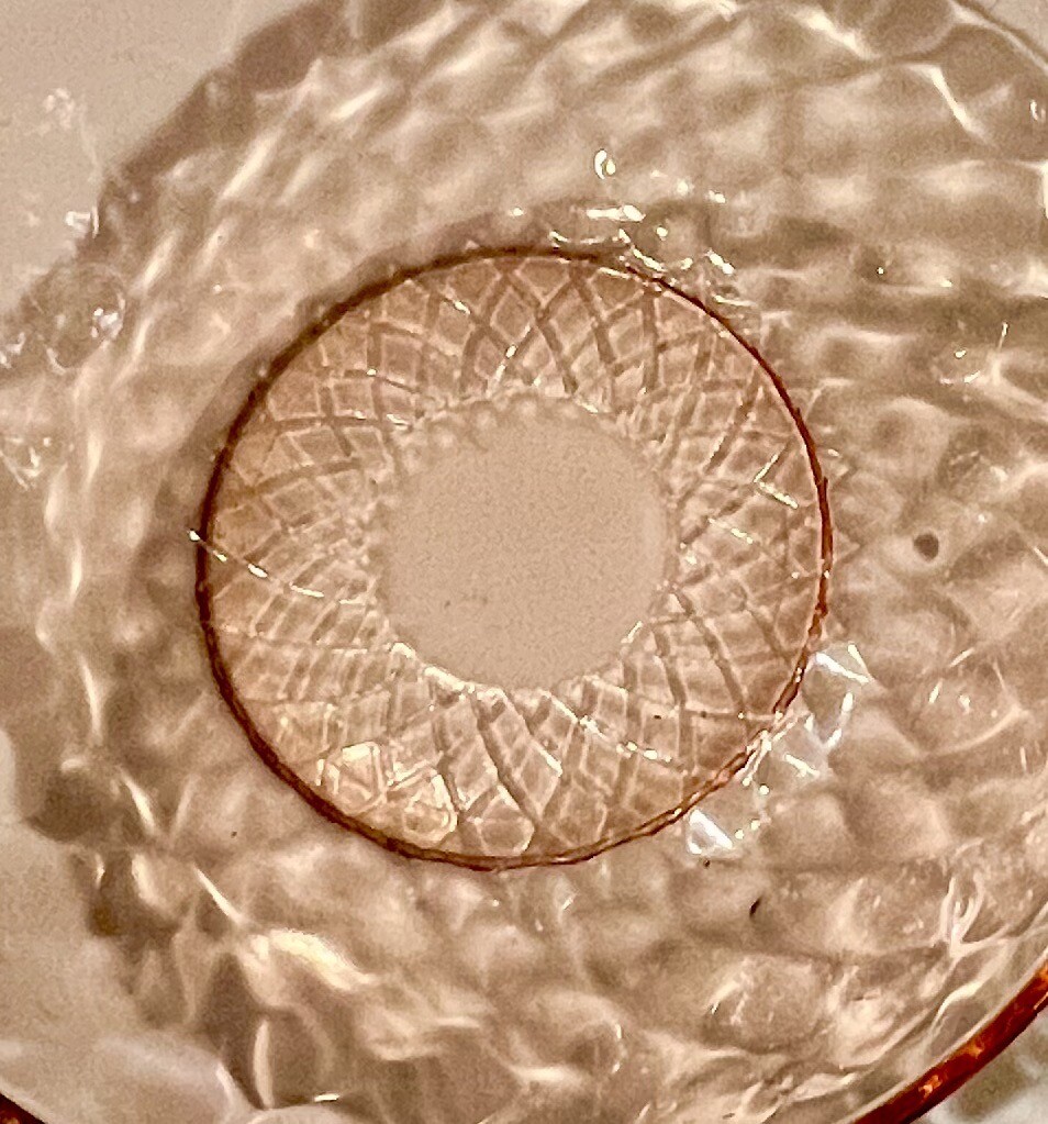 Pink Depression Glass Serving Bowl 9″ Handle To Handle