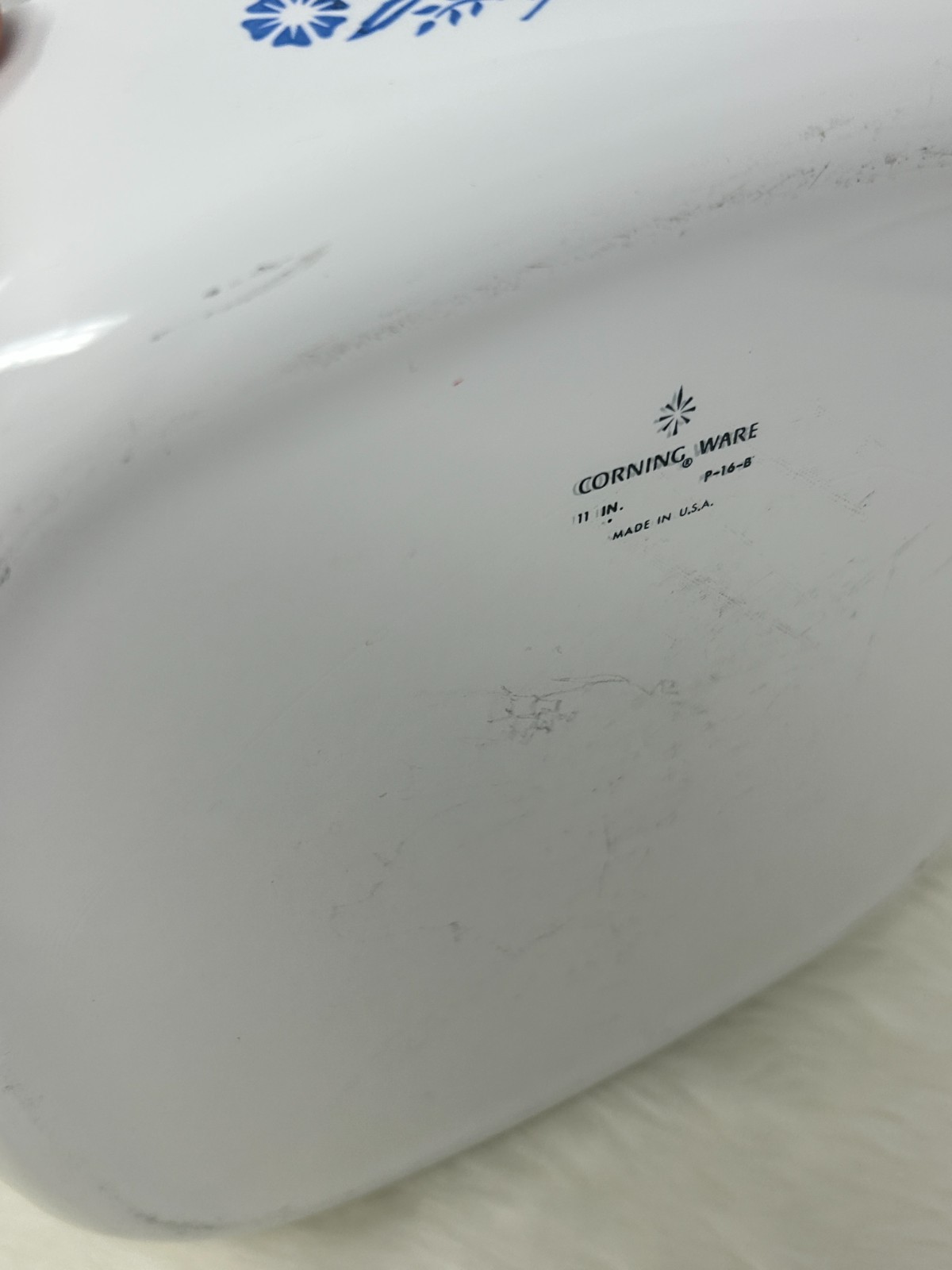 CorningWare P-16-B Blue Floral Square Casserole Dish 11 in Made in USA VINTAGE