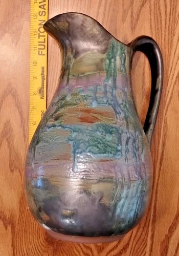 Bennington Potters VT Equinox Glaze 1850 Pottery Lot of 3 Pie Plate Pitcher Bowl