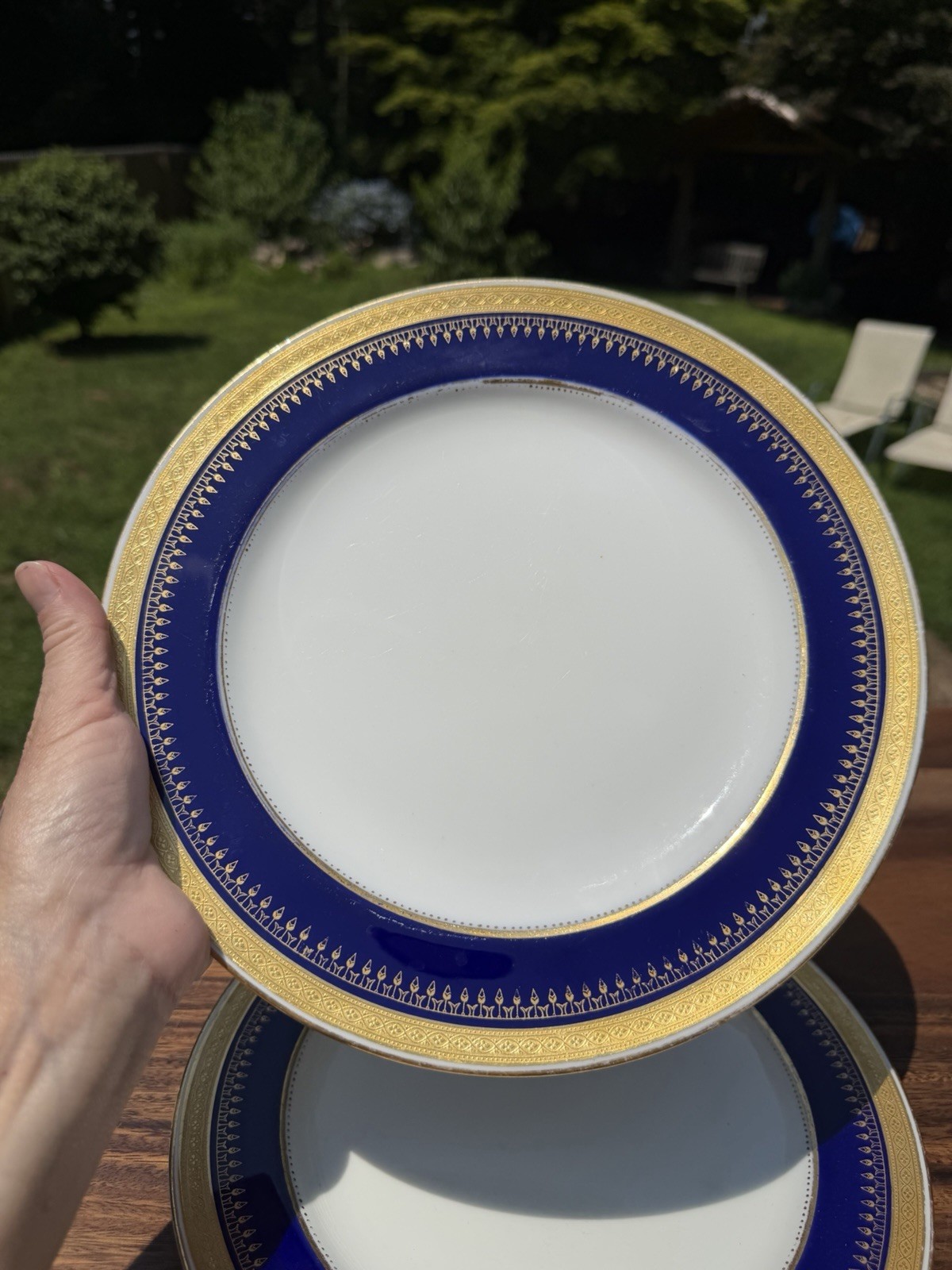 Antique Mintons Cobalt Blue Gold Encrusted Plates MW Beveridge Washington DC