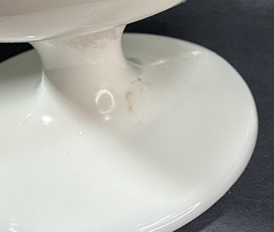 Vintage White Milk Glass Footed Dessert Bowl 3” Tall