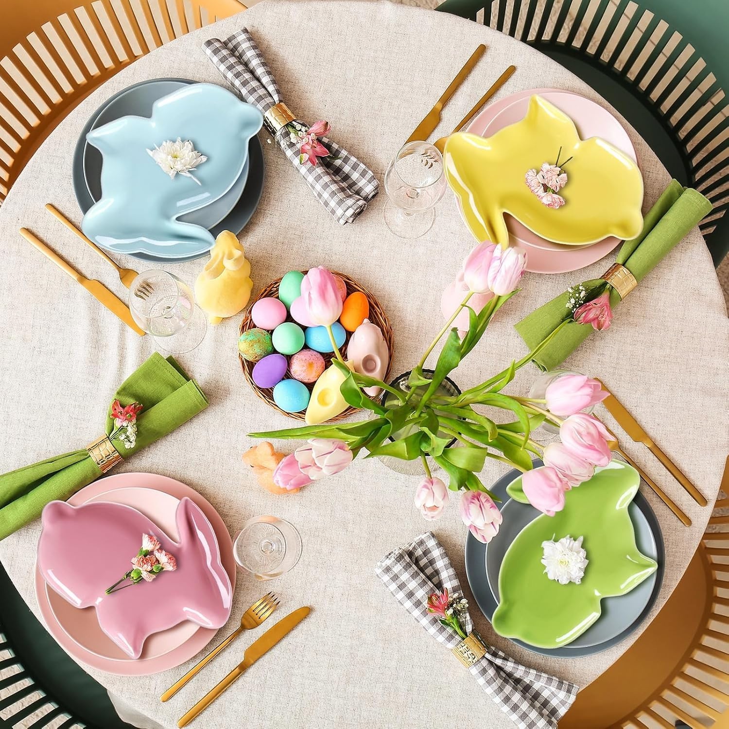 4 Pcs Easter Bunny Shaped Plates Ceramic Serving Candy Dishes Rabbit Dinner T…