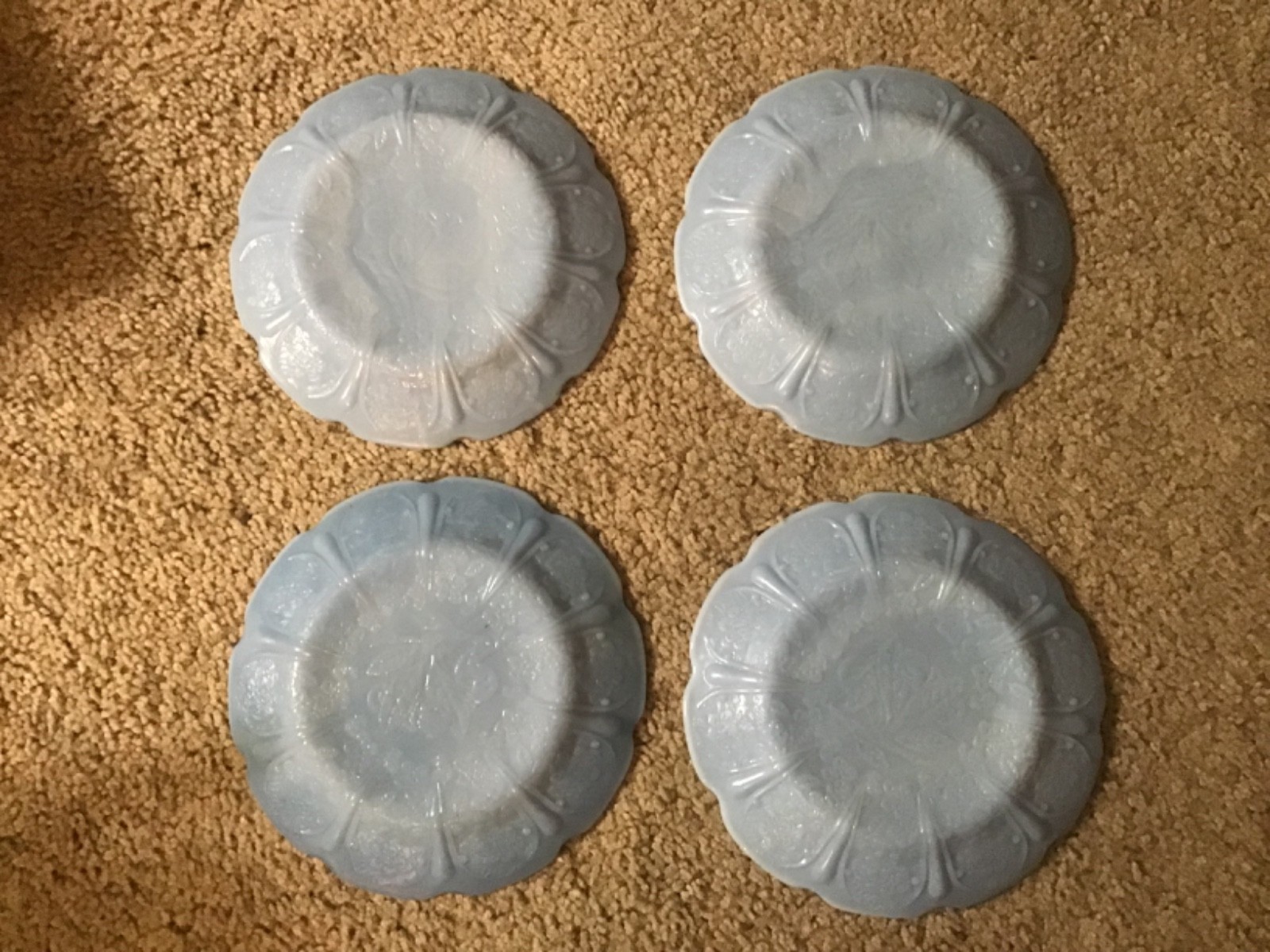 Vintage Jeannette Glass CHERRY BLOSSOM DELPHITE BLUE 14 PC CHILD’S DINNER SET