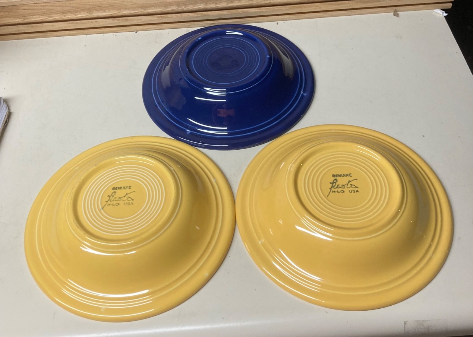 Vintage Homer Laughlin FIESTA 1930’s YELLOW & COBALT Blue Deep Plate(s)
