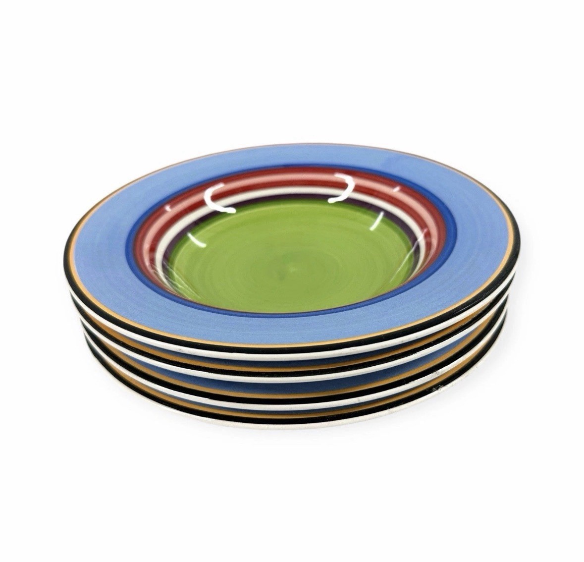 Vintage Salsa by Block 8 3/4” Rim Soup Bowls Multicolor Stripes Set of 4