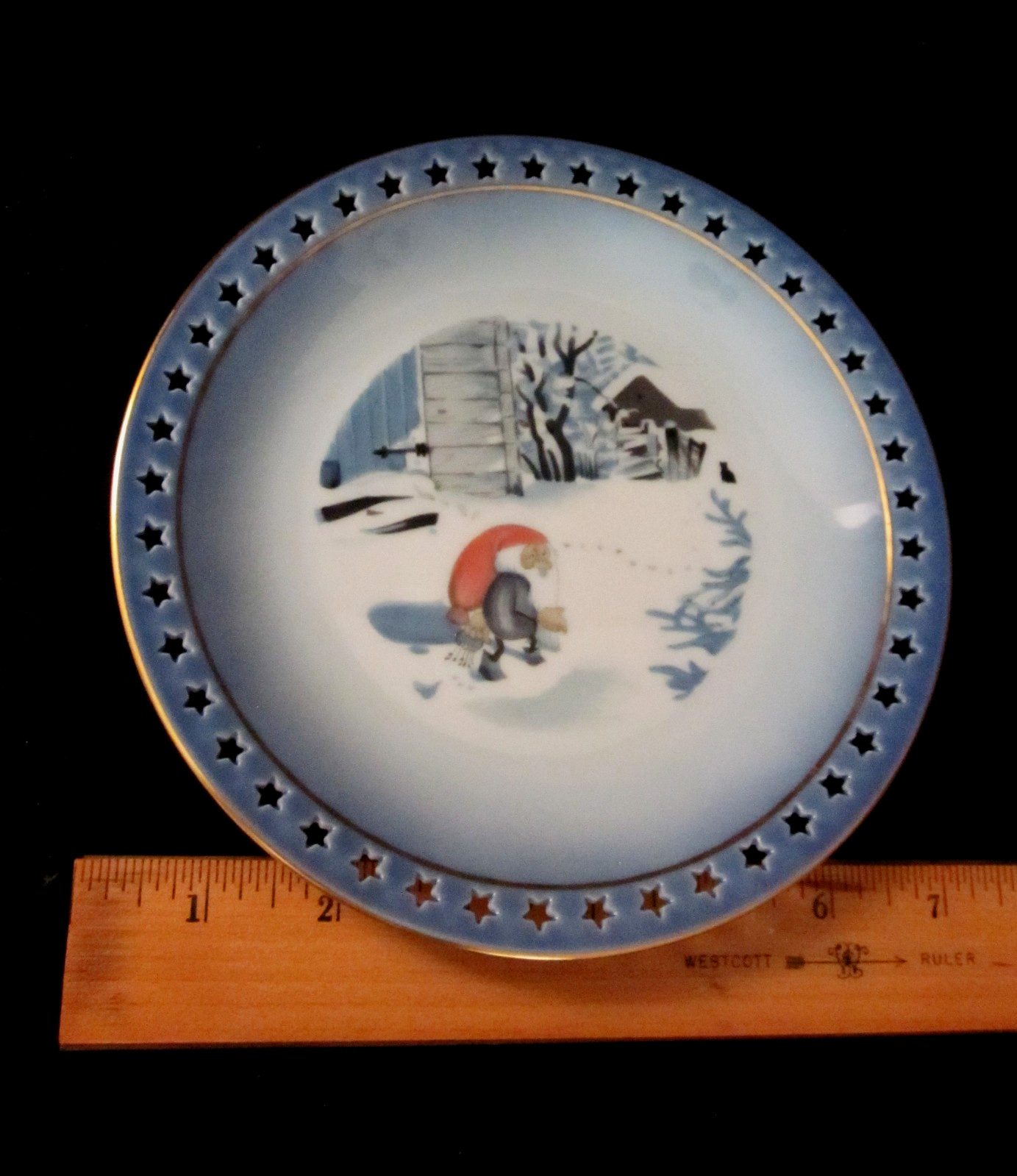 3 Piece Scandinavian Child’s Cup Saucer/Snack Plate Set Tomte/Nisse & Cat
