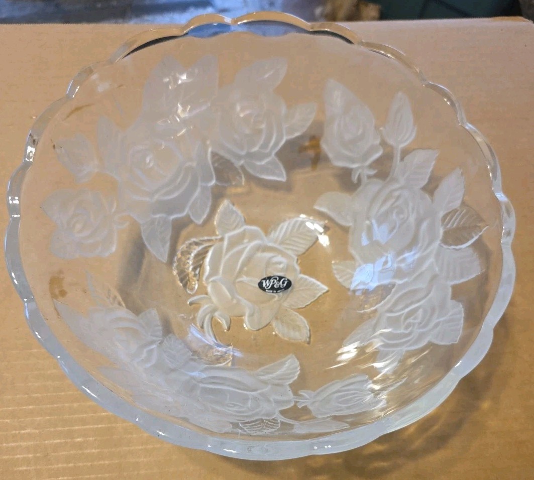 WP&G Made In Japan Flower Crystal Glass Floral Bowl