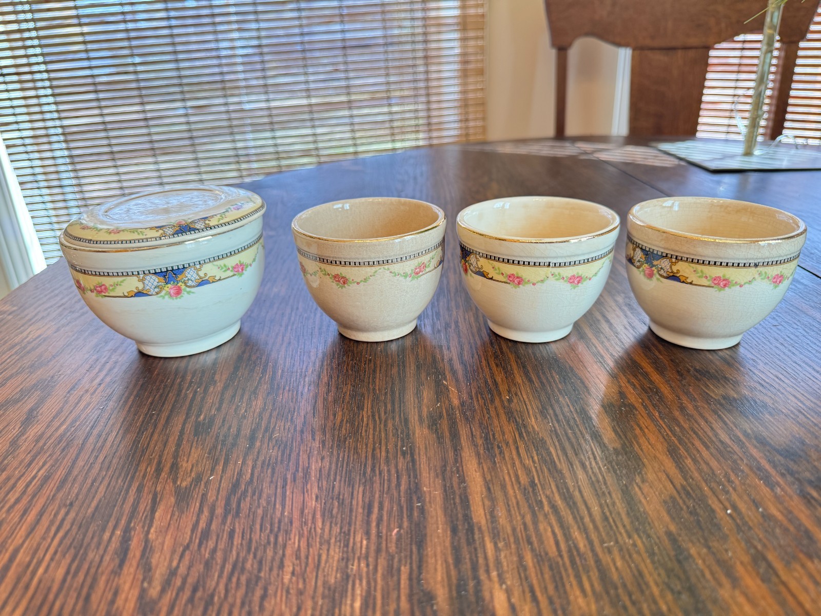 Universal Cambridge Oven Proof Bowls Beige Gold Rim Made In USA