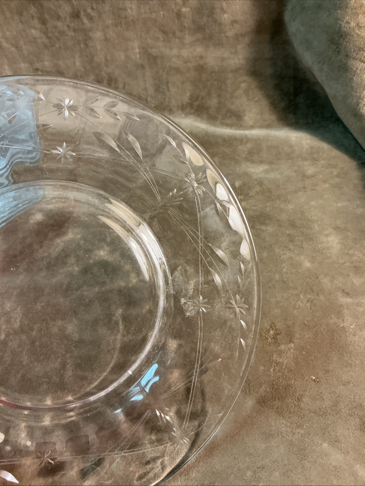 Vintage 1940s Fostoria glass Oxford pattern/cut in clear salad plate lot six pcs