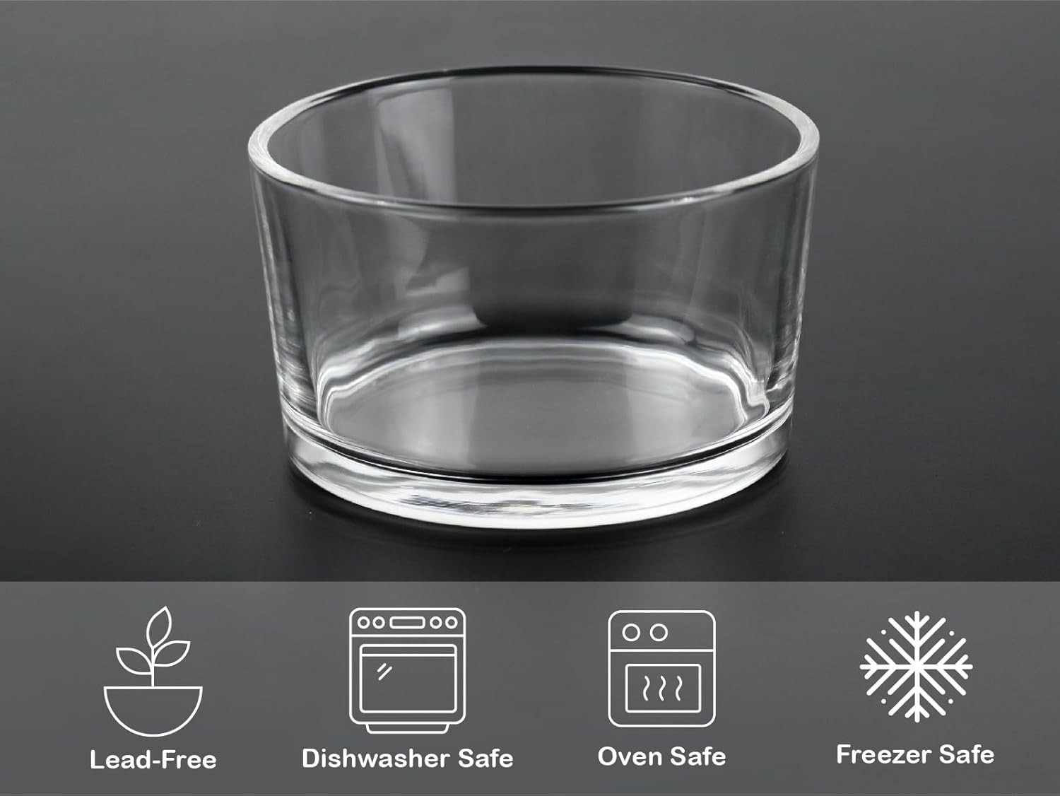 7.5oz, Set of 6, Clear Mini Bowls for Dips, Sauces, Desserts, Side Dishes, Puddi