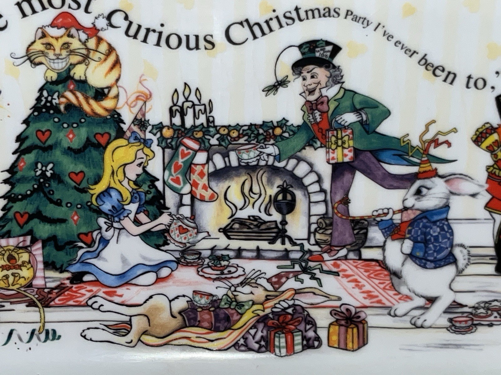CARDEW ALICE IN WONDERLAND CHRISTMAS TEAPARTY PORCELAIN COOKIE TRAY 12×6 NWOB