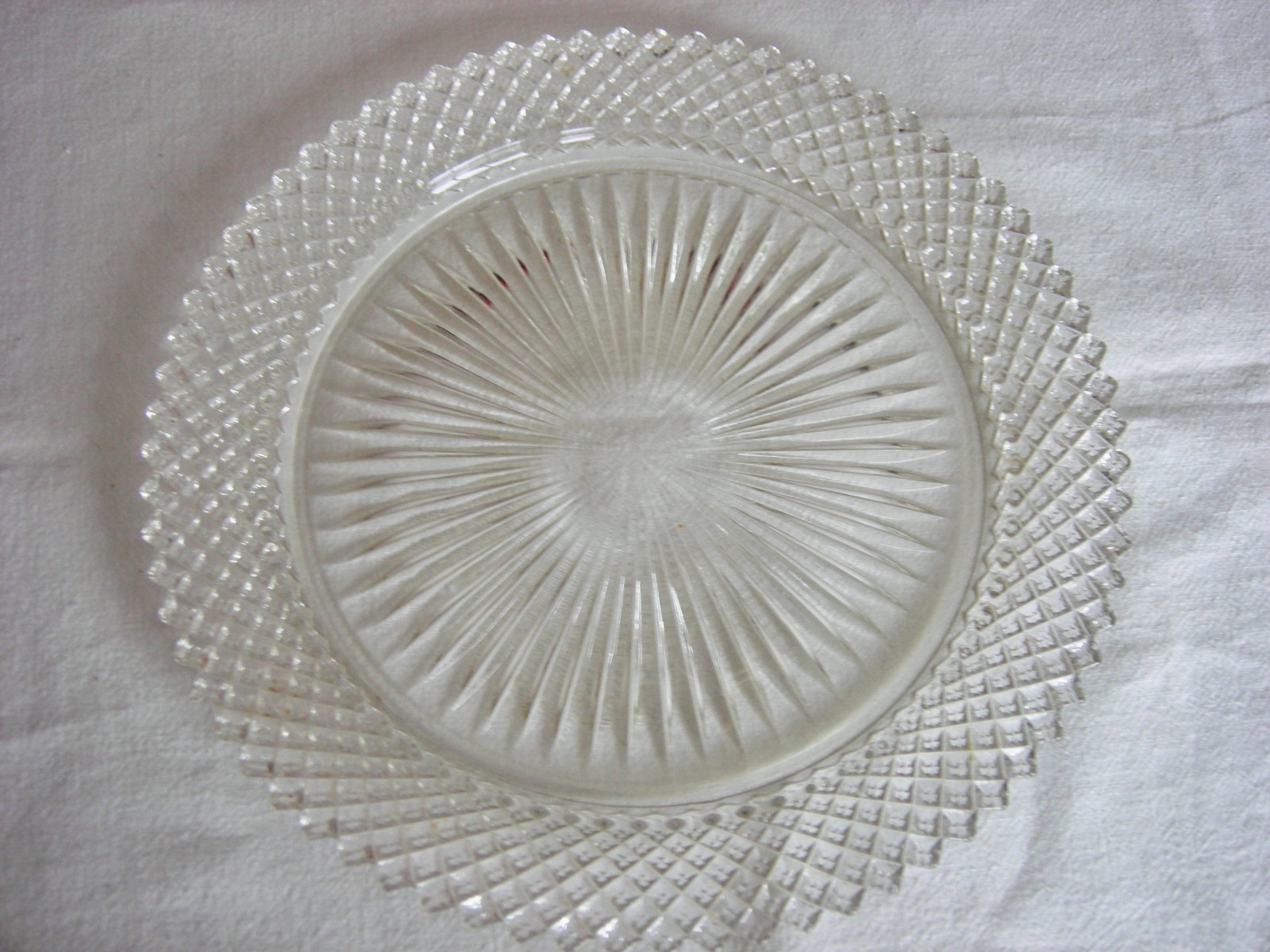Anchor Hocking Glass MISS AMERICA Crystal Dinner Plate-10 1/4″ – EXC