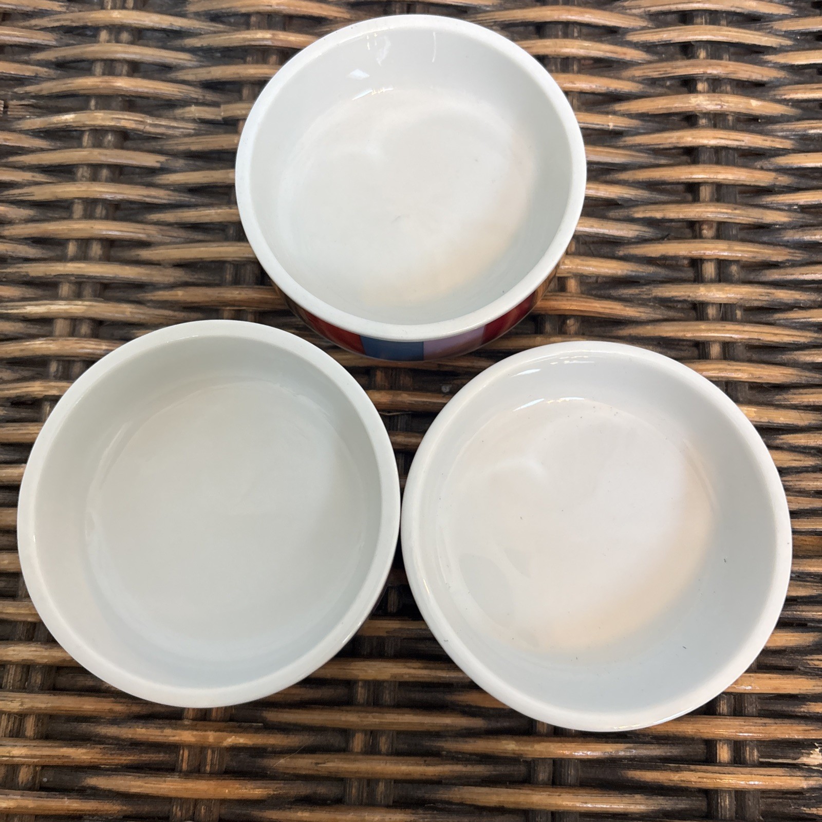 3 Vintage SAN REMO Colorblock Stripe Tapas Party Dishes by IMPERIAL Japan Spade